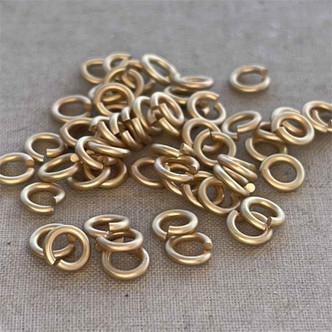 Round Open 4mm Jump Rings 18 Gauge Satin Hamilton Gold Plated Brass Q200 Per Pkg