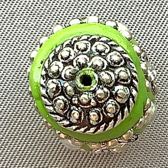 Handmade Indonesian Green Clay Beads 23x18mm Barrel Silver Plated Q3 Per Pkg