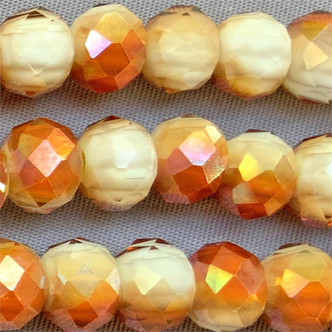 Crystal Copper Alabaster Luster 8x6mm Faceted Handmade Millefiori Rondelle Glass Beads per Strand