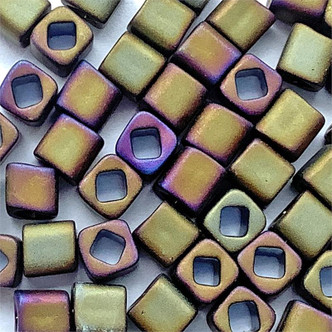 TOHO Matte Iris Brown 4mm Cube Glass Seed Beads per Tube