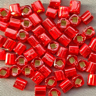 TOHO Silver Lined Siam Ruby 4mm Cube Glass Seed Beads per Tube
