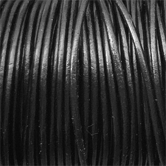Black 1.5mm Shiny Dyed Leather Jewelry Cord per Foot
