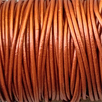 Copper 1.5mm Metallic Dyed Leather Jewelry Cord per Foot