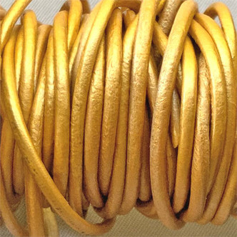 Gold 1.5mm Metallic Dyed Leather Jewelry Cord per Foot