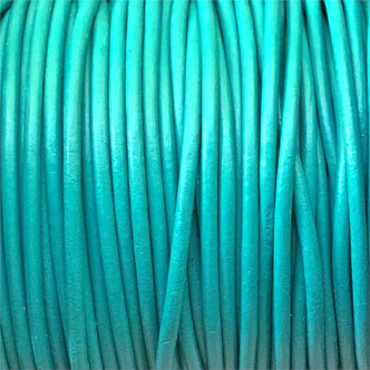 Turquoise 2mm Shiny Dyed Leather Jewelry Cord per Foot