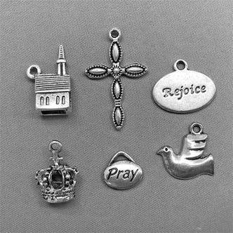 It Is Well With My Soul Mixed Charm Bundle Antique Silver Plated Metal Alloy Q6 Per Pkg