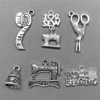 Sew Much Fabric Sew Little Time Mixed Charm Bundle Antique Silver Plated Metal Alloy Q6 Per Pkg