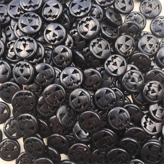 15mm Small Black Pumpkin Jack-o'-lantern Halloween Carved Magnesite Beads Per Strand