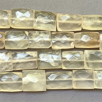Natural Yellow Chalcedony Faceted Rectangle Semi-Precious Stone Beads per Strand