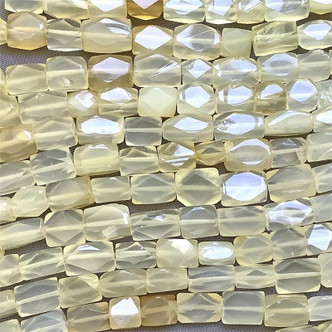 Natural Yellow Chalcedony Faceted Barrel Semi-Precious Stone Beads Per Strand