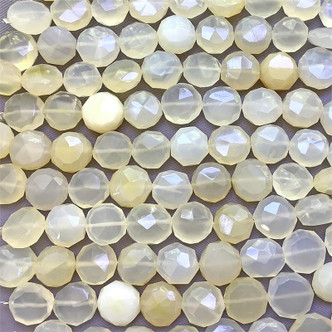 Natural Yellow Chalcedony Faceted Coin Semi-Precious Stone Beads Per Strand