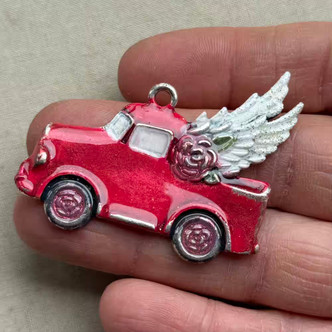 Ethel Red Vintage Flying Truck Pendant Hand Painted Per Pc