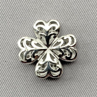 Cubic Zirconia Crystal Clover Beads 14x5mm Platinum Plated Brass Q1 per Pkg