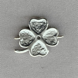 Freshwater Shell CZ Crystal Clover 2 Loop Link 19x20mm Platinum Plated Brass Q1 per Pkg