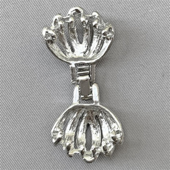 Crystal Rhinestone Clamshell Fold-Over 6 Strand Clasps 45x20mm Platinum Plated Alloy Q2 per Pkg