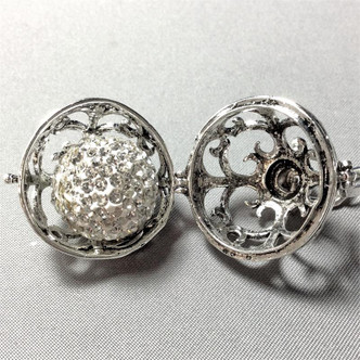 Light Sapphire Clay Copper Alloy 16mm Crystal Rhinestone Harmony Chime Beads for Aromatherapy Wish Locket Pendants Q1 Per Pkg