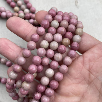 Pink Rhodochrosite Faceted Round 8mm Semi Precious Beads Per Strand