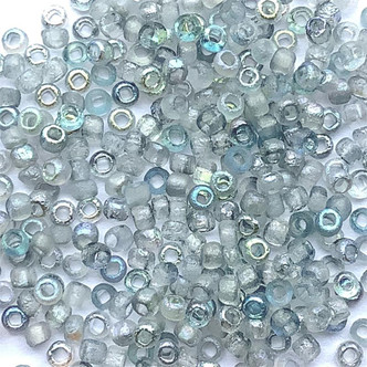 Crystal Blue Rainbow Size 11/0 Round Etched Czech Glass Seed Beads per Tube