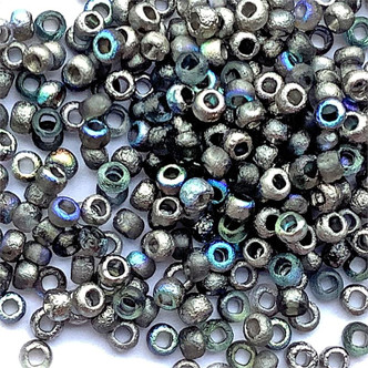 Crystal Graphite Rainbow Size 11/0 Round Etched Czech Glass Seed Beads per Tube