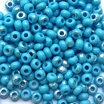 Blue Turquoise AB Size 8/0 Round Etched Czech Glass Seed Beads per Tube