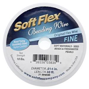 Softflex Jewelry Wire Fine .014 Steel Tone Satin Silver 30ft Per Spool