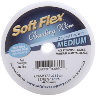 Softflex Jewelry Wire Medium .019 Steel Tone Satin Silver 30ft Per Spool