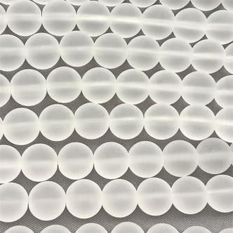 Clear Frost 10mm Round Sea Glass Beads Per Strand
