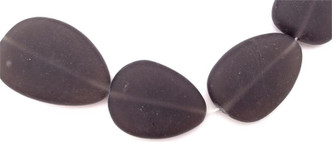 Charcoal Flat Pebble Sea Glass Beads Per Strand