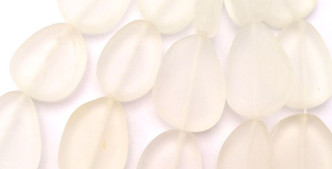 Cornsilk Flat Pebble 29-23mm Sea Glass Beads Per Strand