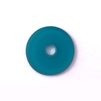 Teal 24mm Donut Beach Sea Glass Frosted Links Q6 per Pkg