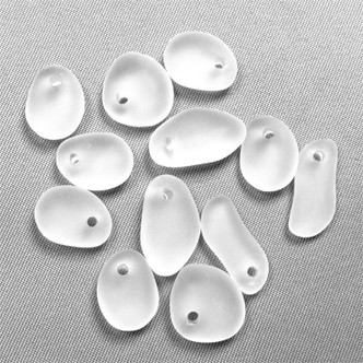 Frost Mixed Pebbles Beach Sea Glass Frosted Charms Q12 per Pkg