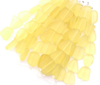 Buttercup 32x12mm Rectangle Beach Sea Glass Frosted Charms Q4 per Pkg