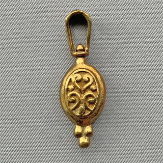 Decorative Oval Drop 28x9mm Shibuichi Metal Bail Charm Q3 Per Pkg
