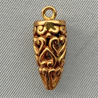 Filigree Prism Drop 19x7mm Shibuichi Metal Charm Q3 Per Pkg