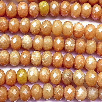 Peach Aventurine 7x5mm Faceted Rondelle Semi Precious Beads per Strand