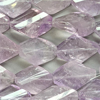 Light Amethyst 15x25mm Faceted Twisted Diamond Semi Precious Beads per Strand