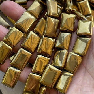 20x15mm Agate Gold Plated Rectangle Semi Precious Beads Q10 Per Strand