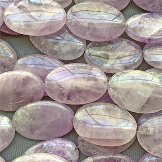 Amethyst 30x20mm Oval Semi Precious Beads per Strand