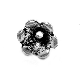 Fluted Flower Bead Caps 6x10mm Antique Silver Plated Alloy Q50 Per Pkg