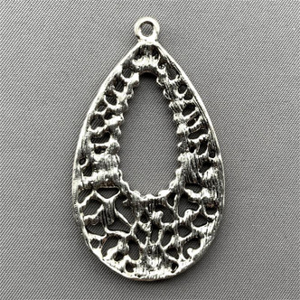 Antique Silver Plated 8x4.5mm Leather Cord Slider Striped Rectangle Beads Q10 per Pkg