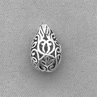 Antique Silver Plated Alloy 17x11mm Carved Heart Flat Teardrop Beads Q6 per Pkg