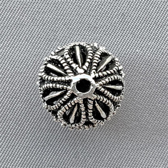 Filigree Round Flower Ball Beads 14mm Antique Silver Plated Alloy Q5 Per Pkg