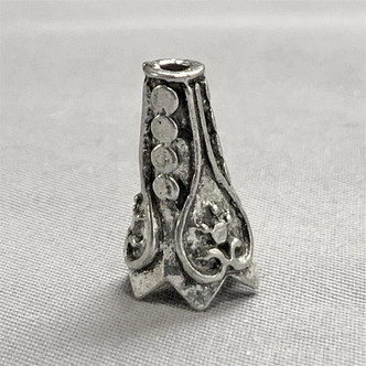 Baroque Heart Cone Bead Caps 16x8mm Antique Silver Plated Alloy Q10 Per Pkg