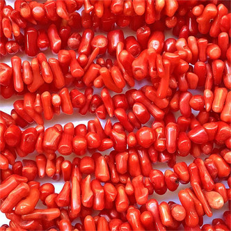 Dyed Red Bamboo Coral Center Drilled Branch Semi Precious Beads per Strand