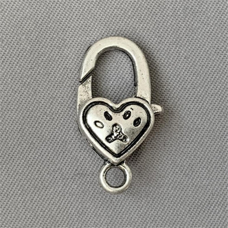 Heart Dog Paw Lobster Claw Clasp 21x12mm Antique Silver Plated Alloy Q12 Per Pkg