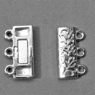 Magnetic Branch Leaf Vine 3 Loop Clasps 14x19x6mm Platinum Plated Alloy Q3 Per Pkg