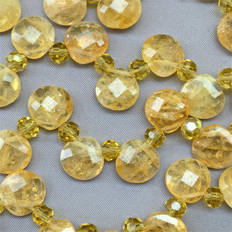 Citrine Faceted Briolette Petal 12x12.5mm Semi-Precious Beads per Strand