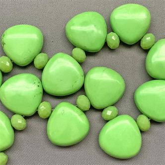 Chalk Green Turquoise 15mm Petal Top Drilled Semi Precious Stone Beads per Strand