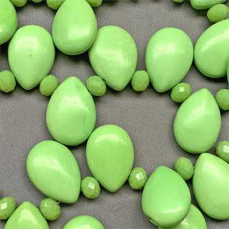 Chalk Green Turquoise 18x13mm Flat Teardrop Top Drilled Semi-Precious Beads per Strand