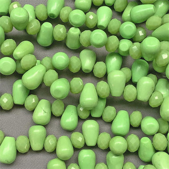 Chalk Green Turquoise 9x6mm Teardrop Top Drilled Semi Precious Stone Beads Per Strand